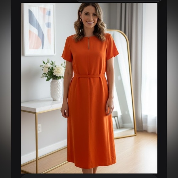 Hugo Boss Dresses & Skirts - Hugo Boss Bright Orange Midi Dress